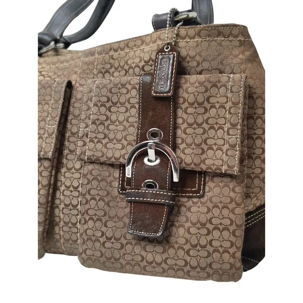 Coach Large Expandable Soho Purse - Brown Signature Textile Jacquard - Picture 4 of 11